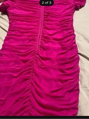 & Other Stories Fuchsia One-Shoulder Ruched Dress